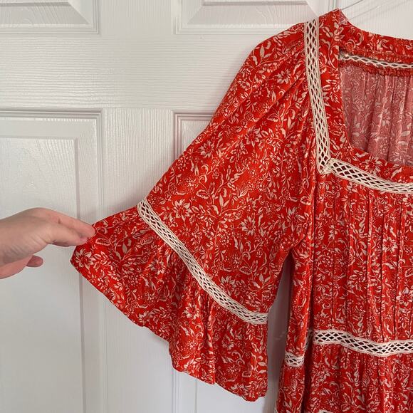 Free People Talk About It Tunic Top Coral Pop - Picture 4 of 8